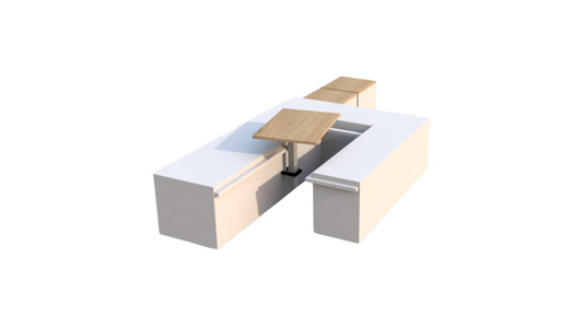 A digital render of the white laminate Sunbox